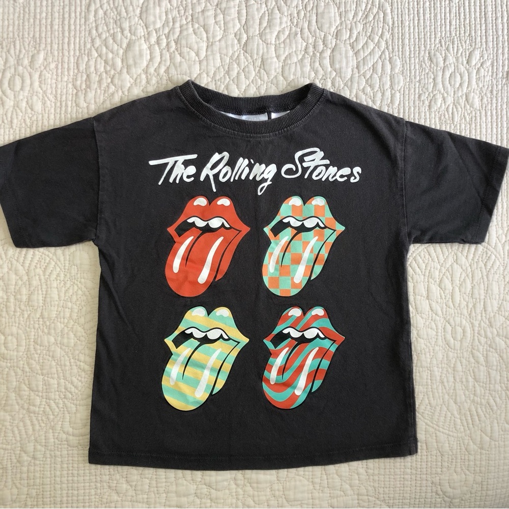 ZARA Toddler Rolling Stones Black Graphic Short Sleeve Tee Size 3T - 4T